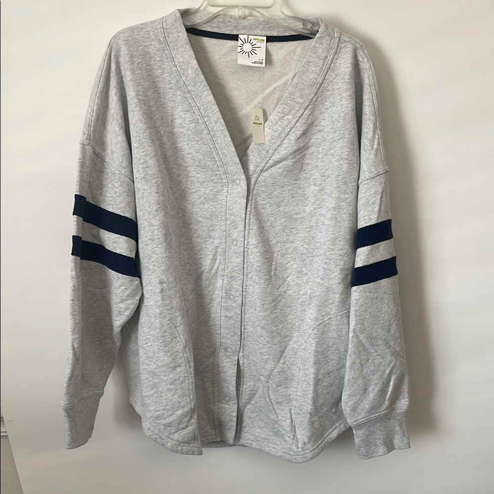 NWT AERIE Sweatshirt Striped Cardigan L